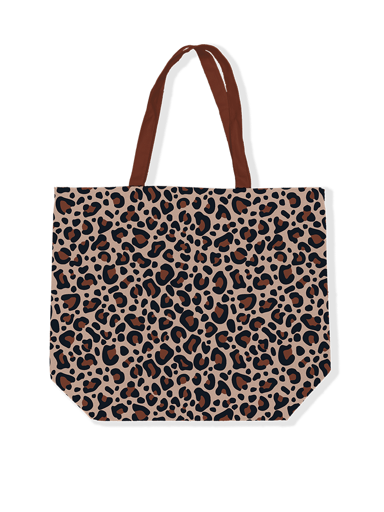 Canvas tas - Leopard mokka/beige