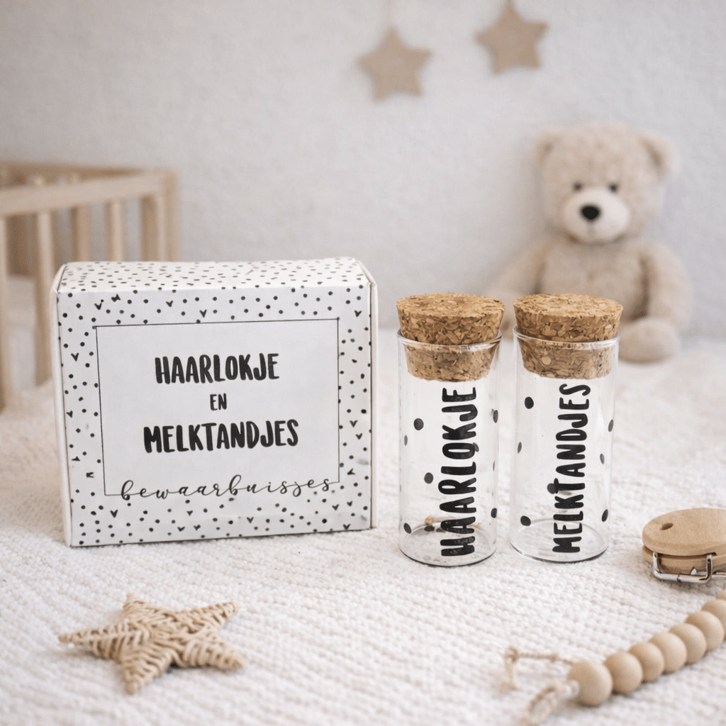 Haarlokje en Melktandjes buisjes in cadeauverpakking - Afbeelding 2