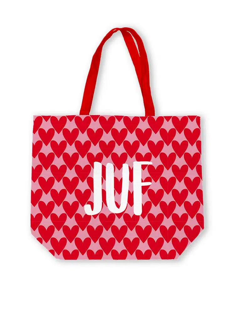 Canvas Tas Juf Hartjes – Het perfecte bedankje voor de liefste juf